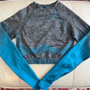 Gymshark Gray and Blue Long Sleeve Crop Top